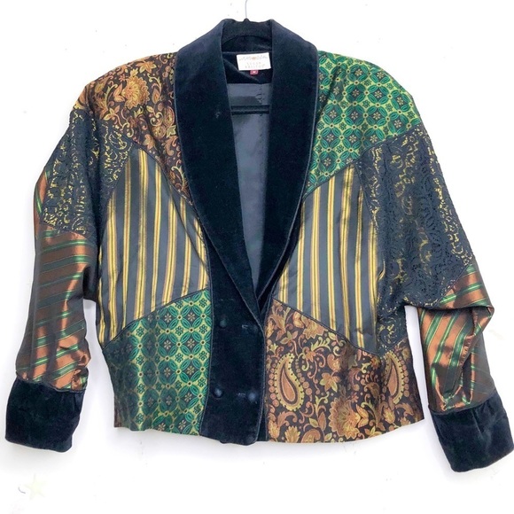SUSAN Bristol vintage mixed fabric double breasted jacket - Picture 1 of 13